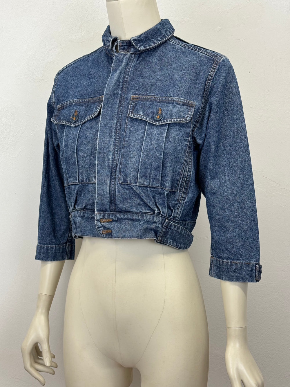 1980s Katharine Hamnett cargo cropped denim jacket