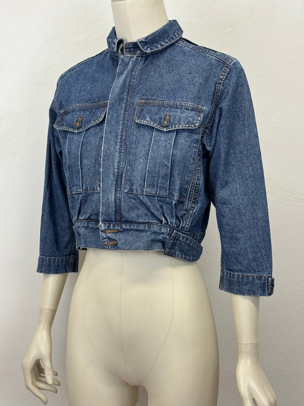 1980s Katharine Hamnett cargo cropped denim jacket