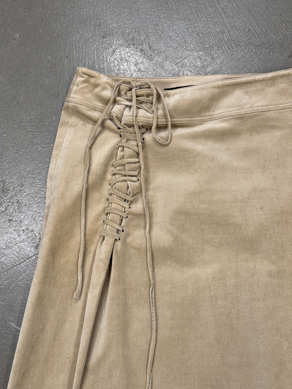 A/W2002 Gucci by Tom Ford velour lace-up midi skirt