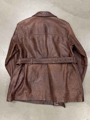 1990s Armani cropped leather trench coat