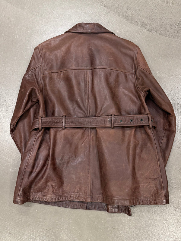 1990s Armani cropped leather trench coat