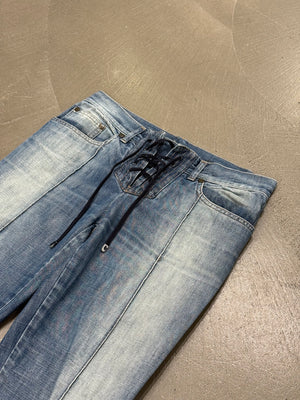 2000s Alexander McQueen low rise lace-up jeans