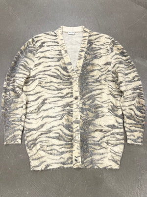 2015 Saint Laurent by Hedi Slimane tiger mohair knit cardigan