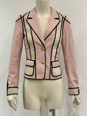2000s Roberto Cavalli fitted pink leather jacket