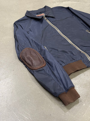 2000s Prada bomber nylon jacket with contrast elbow leatherpatch detailing