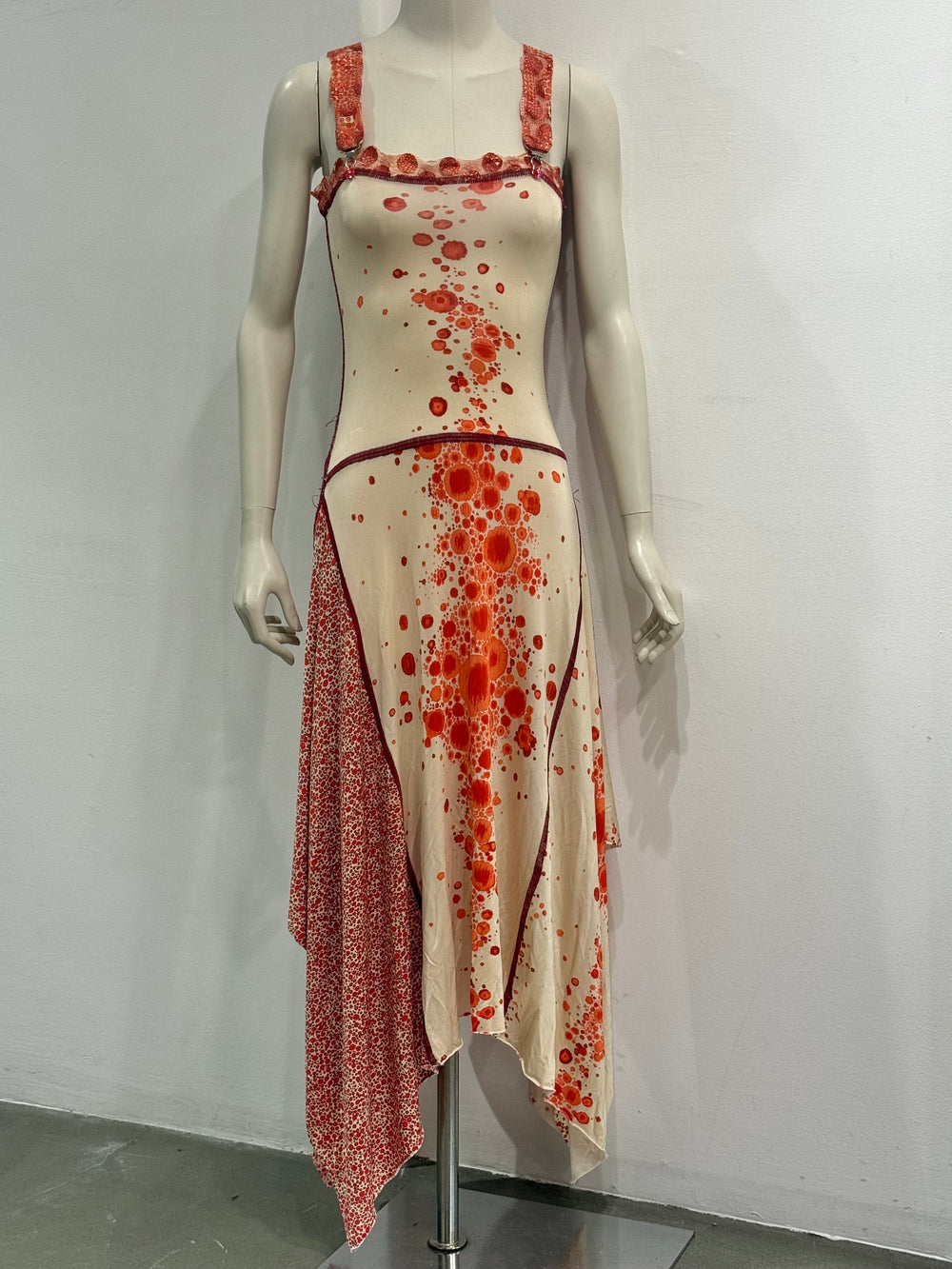 S/S2004 Jean Paul Gaultier red spots print long dress