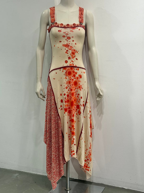 S/S2004 Jean Paul Gaultier red spots print long dress
