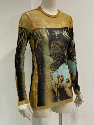 2000s Jean Paul Gaultier mesh long sleeve top