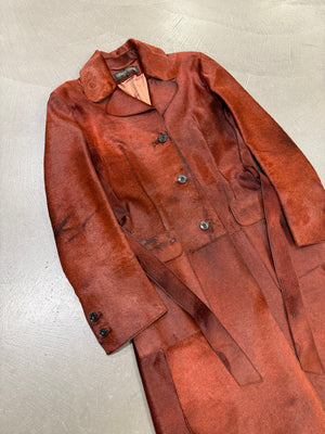 A/W2000 Roberto Cavalli pony hair leather belted coat