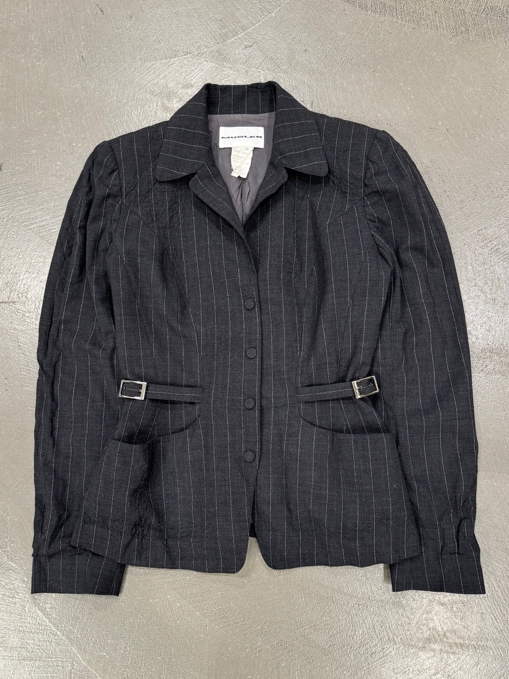 1990s Mugler pinstripe light blazer jacket