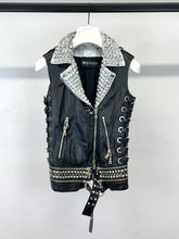 Load image into Gallery viewer, S/S2011 Balmain by Decarnin leather metal studded biker vest
