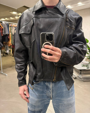S/S 1992 Dolce & Gabbana leather biker boxy jacket