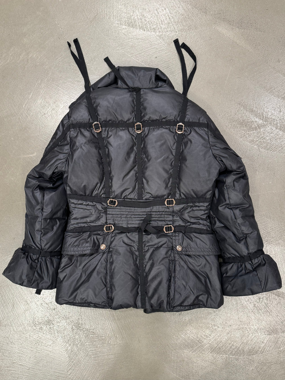 1990s Roberto Cavalli harness bondage puffer jacket
