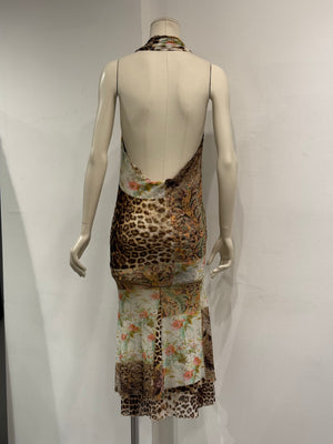 2000s Roberto Cavalli animal print patchwork dress