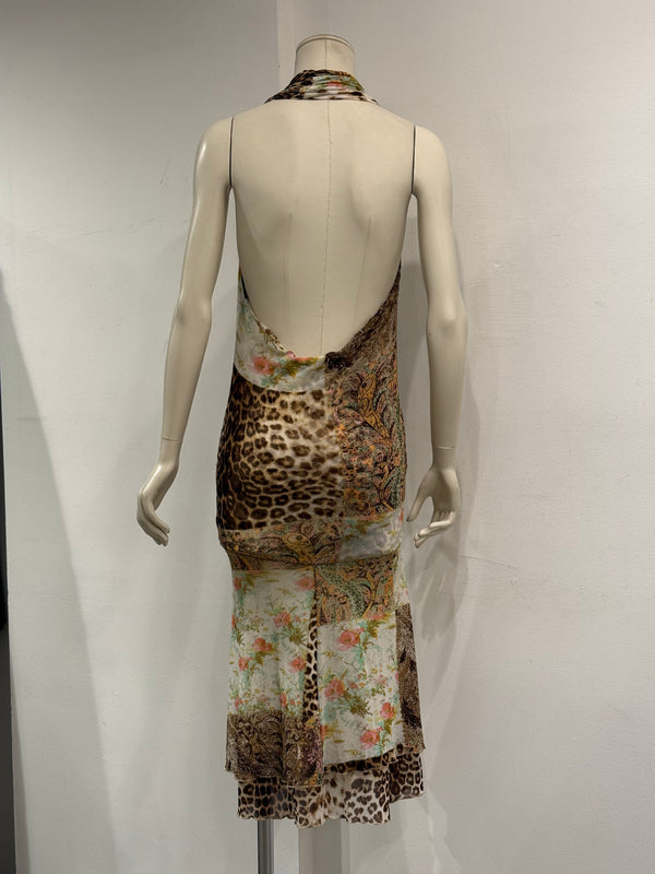 2000s Roberto Cavalli animal print patchwork dress