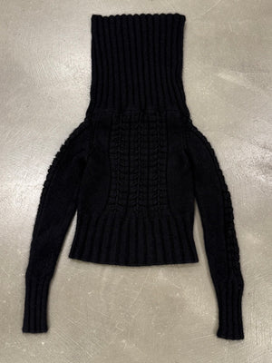 2000s Gianni Versace exaggerated high neck cropped cut-out knit