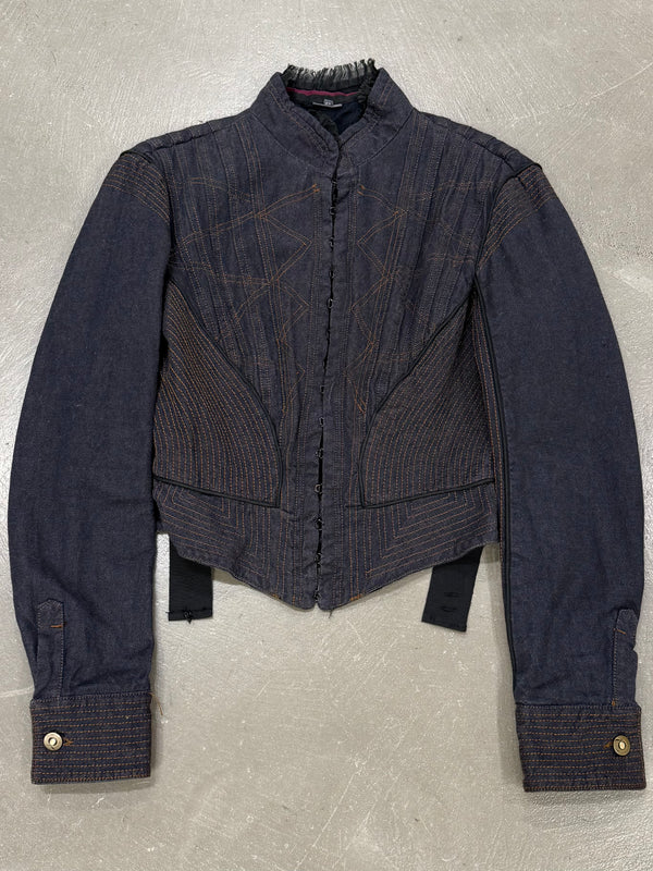 A/W2002 Alexander McQueen runway corseted denim jacket