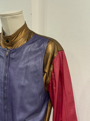 1980s Giorgio Armani panelled leather bomber jacket