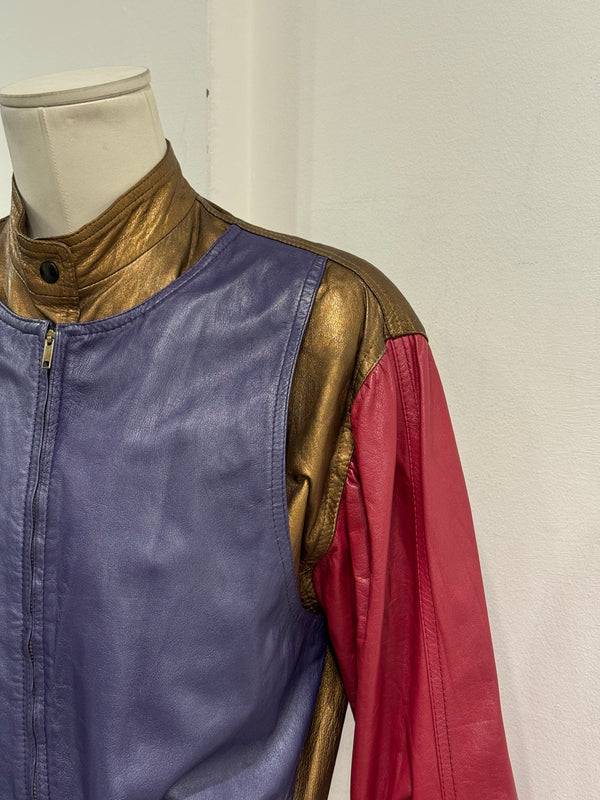 1980s Giorgio Armani panelled leather bomber jacket