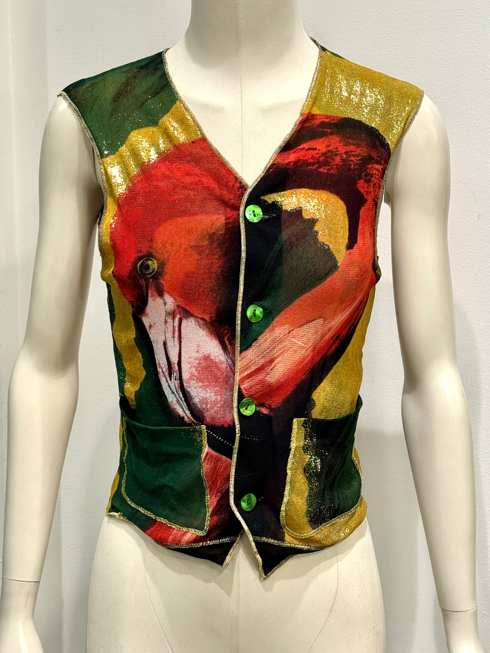 S/S1996 Jean Paul Gaultier flamingo mesh vest