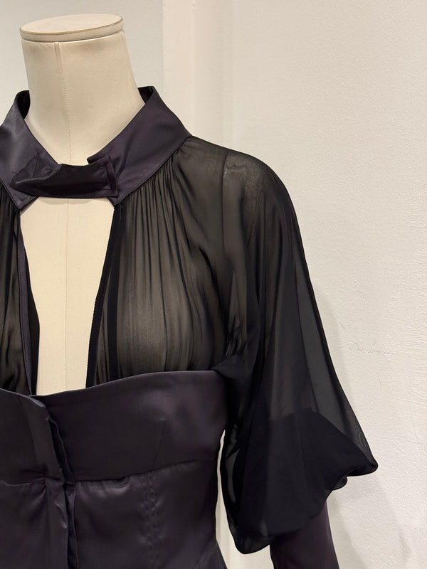 A/W2003 Gucci By Tom Ford runway corset ruched sleeves top