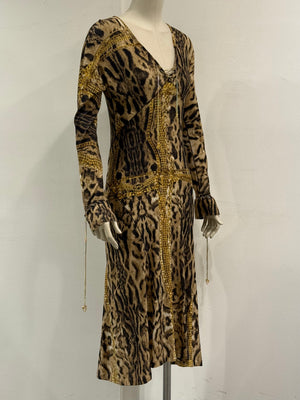 F/W2003 Roberto Cavalli leopard print dress with chains