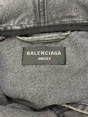 2022 Balenciaga faded denim hooded anorak jacket