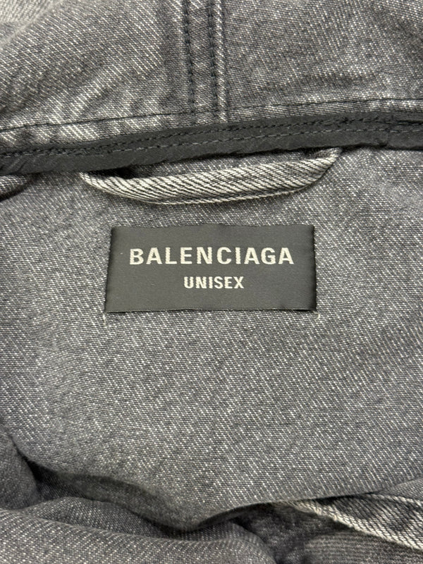 2022 Balenciaga faded denim hooded anorak jacket
