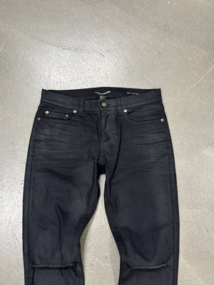 2016 Saint Laurent by Hedi Slimane “d02” distressed coated jeans