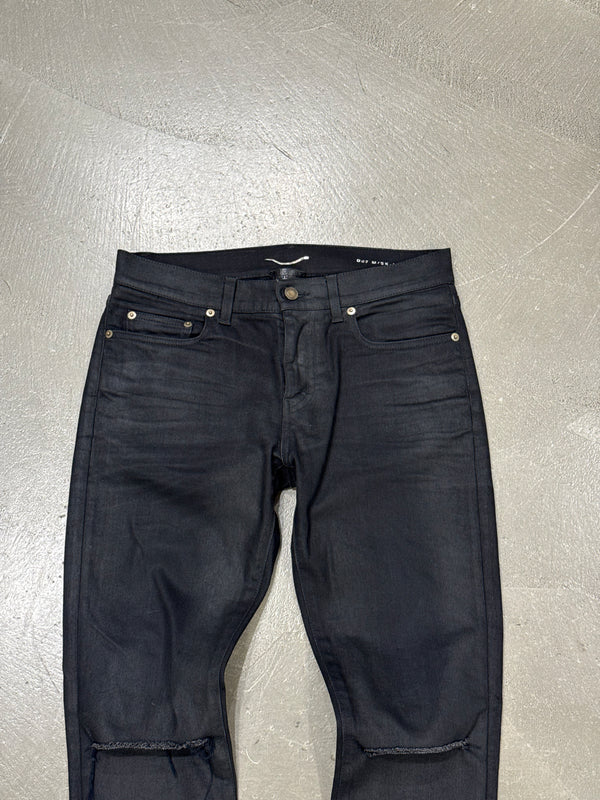 2016 Saint Laurent by Hedi Slimane “d02” distressed coated jeans