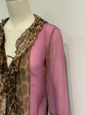 2000s Cavalli leopard print blouse