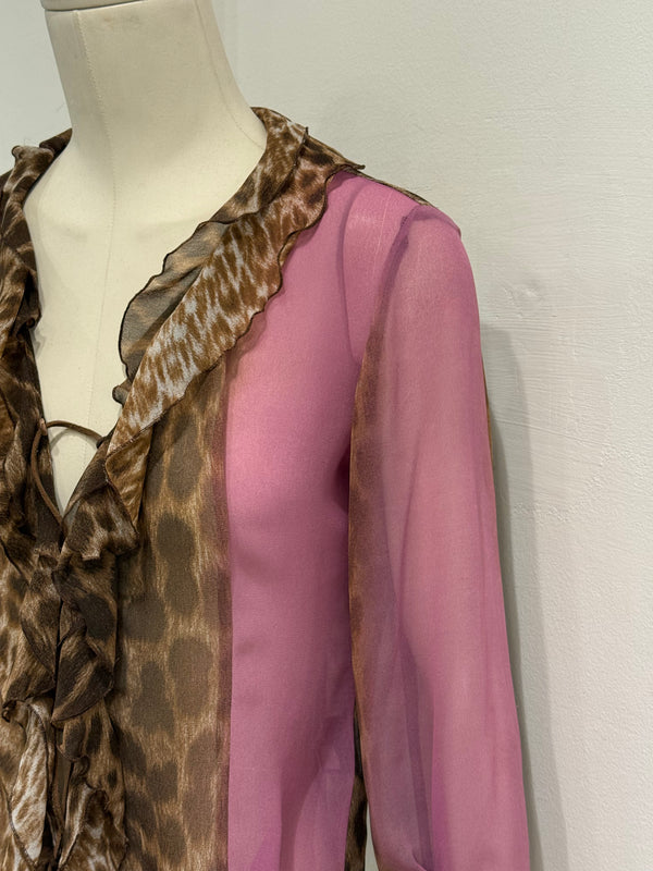 2000s Cavalli leopard print blouse