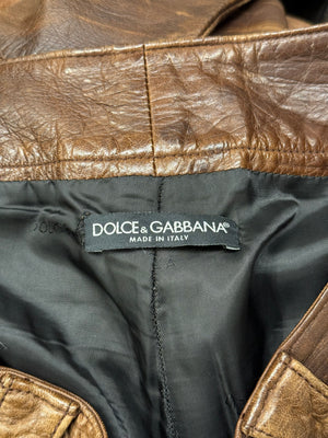 2001 Dolce & Gabbana Shepskin bondage leather trousers