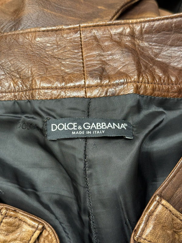 2001 Dolce & Gabbana Shepskin bondage leather trousers