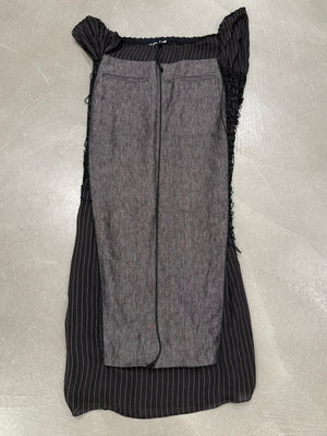 1990s Jean Paul Gaultier deconstructed pinstripe top skirt set