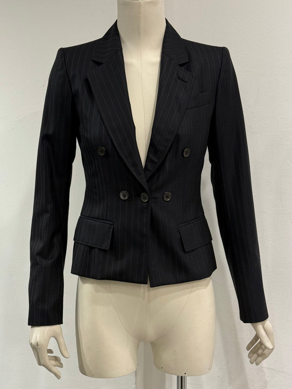 2004 Yves Saint Laurent pinstripe double breasted cropped blazer