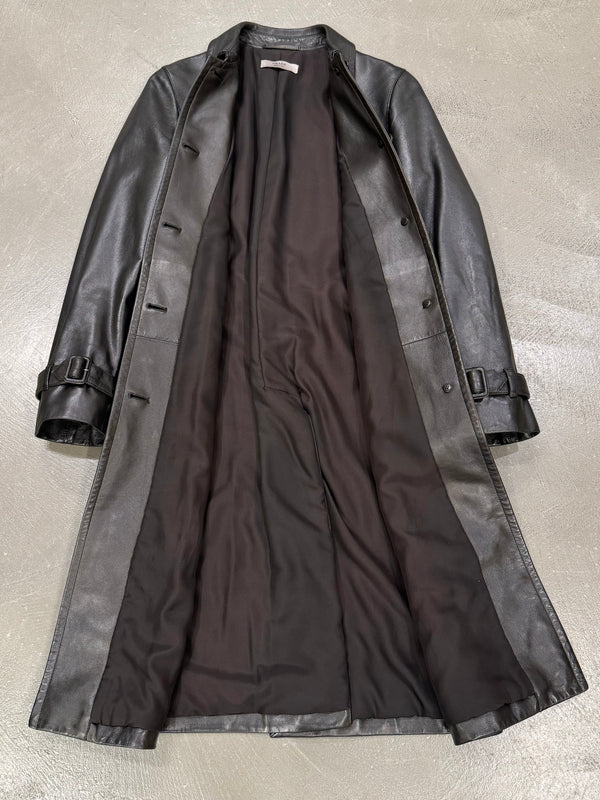 1990s Prada long leather coat