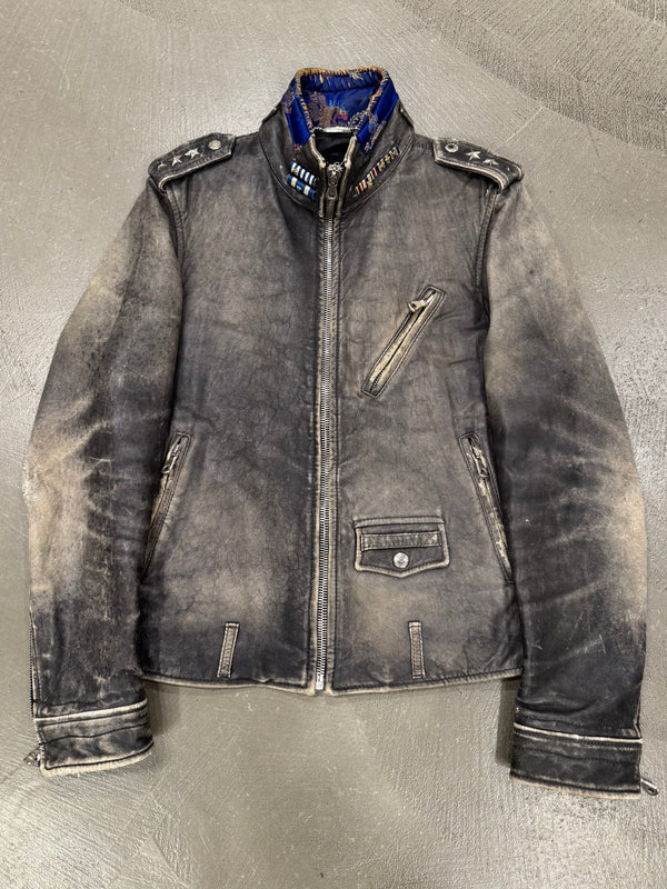 A/W2003 Dolce & Gabbana artisanal distressed sergeant leather jacket