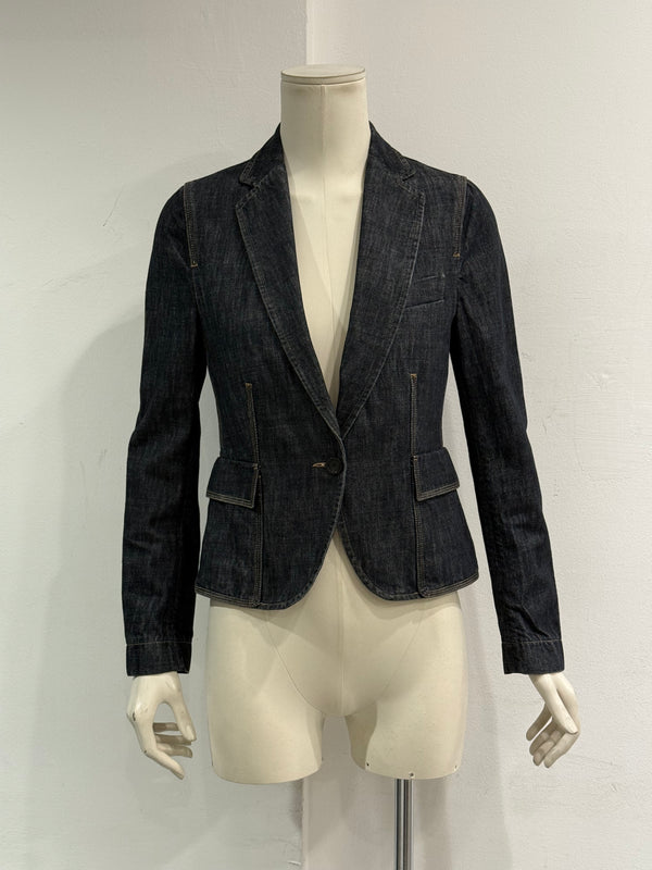2002 Gucci by Tom Ford raw denim blazer jacket