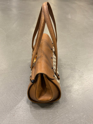 1990s Gucci monogram shoulder bag with bamboo detail