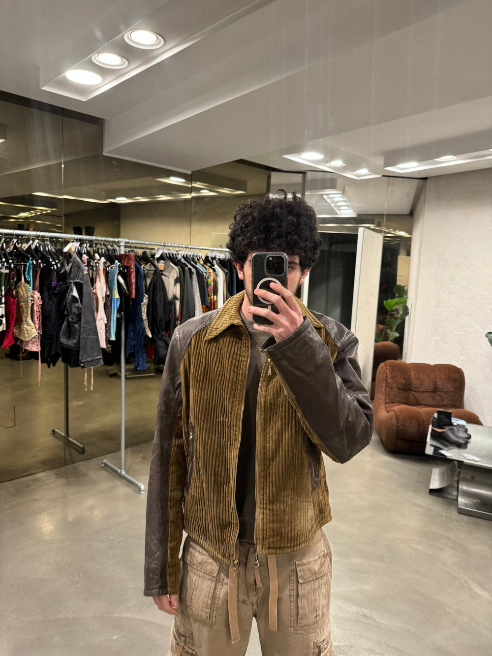 1990s Dolce & Gabbana mainline hybrid corduroy leather jacket