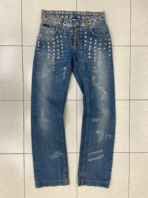SS06 Dolce & Gabbana eyelet studded holed jeans