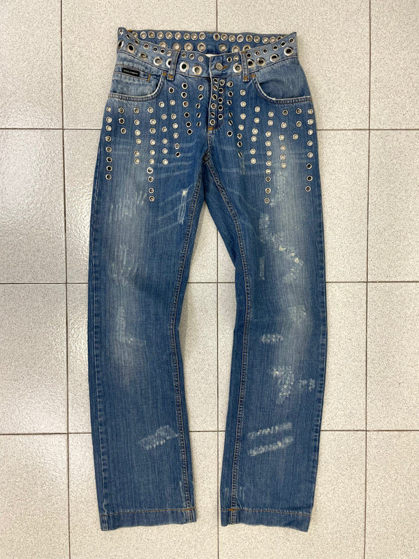 SS06 Dolce & Gabbana eyelet studded holed jeans