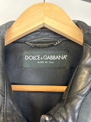 AW2008 Dolce & Gabbana patchwork bomber leather jacket