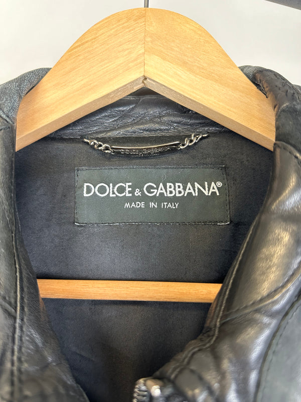 AW2008 Dolce & Gabbana patchwork bomber leather jacket