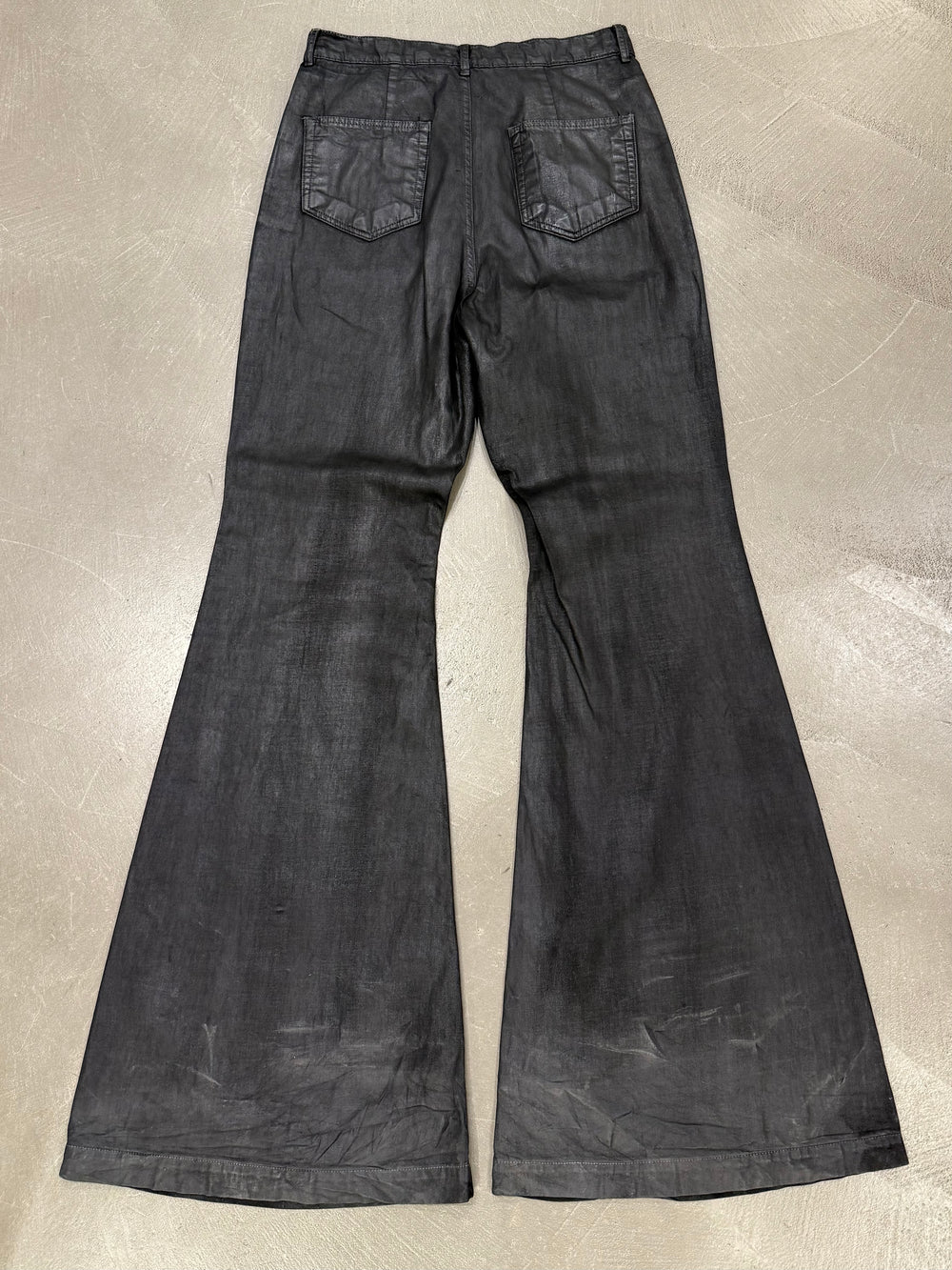 2020s Rick Owens DRKSHOW bolan bootcut waxed jeans