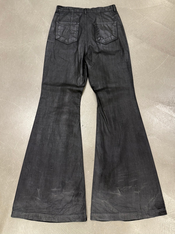 2020s Rick Owens DRKSHOW bolan bootcut waxed jeans