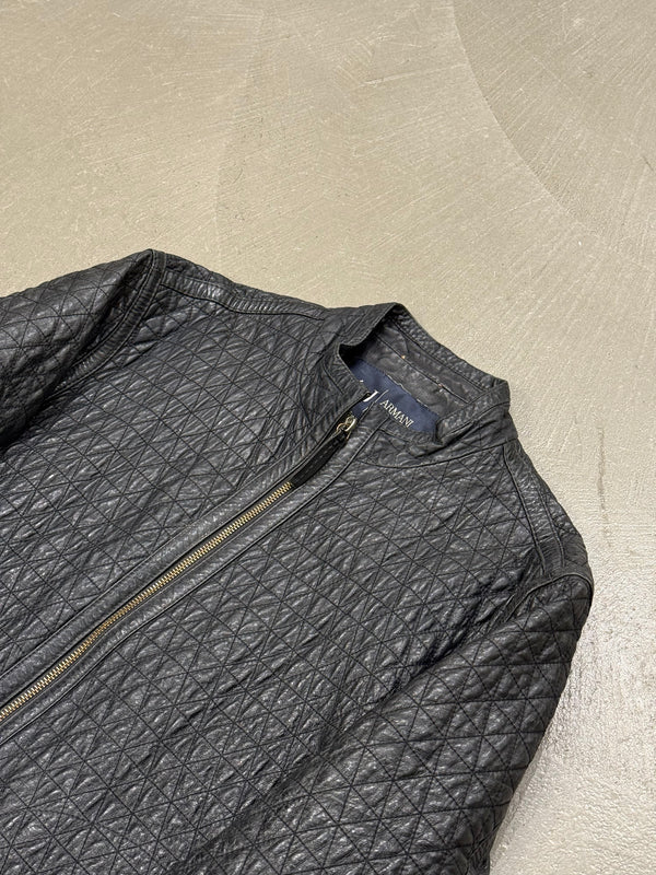 2000s Armani quilted diamond leather jacket