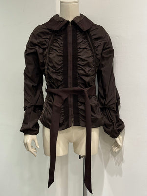 A/W2002 Yves Saint Laurent by Tom Ford ruched velvet jacket with bow belt