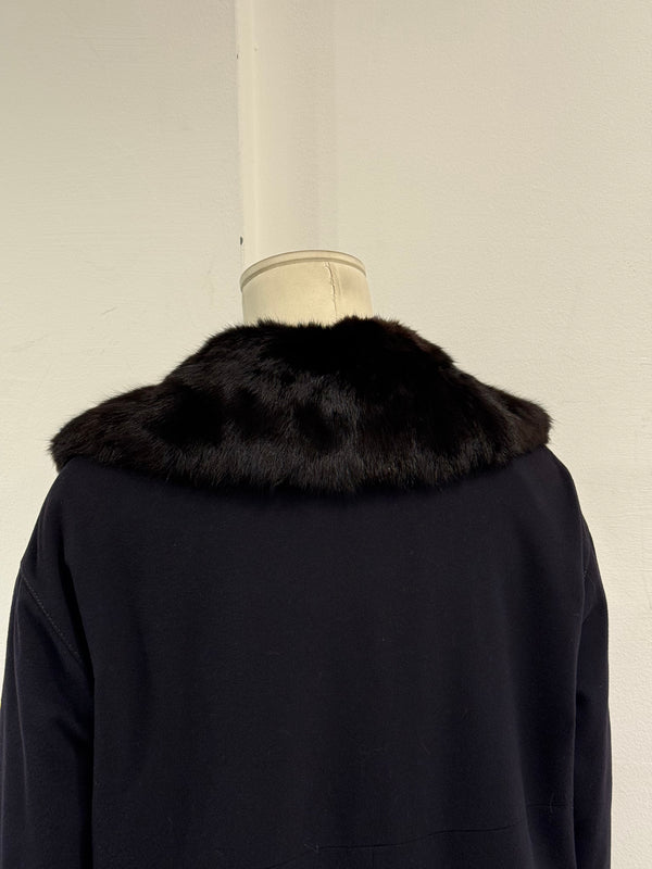 1990s Prada squirrel fur collar long wool coat